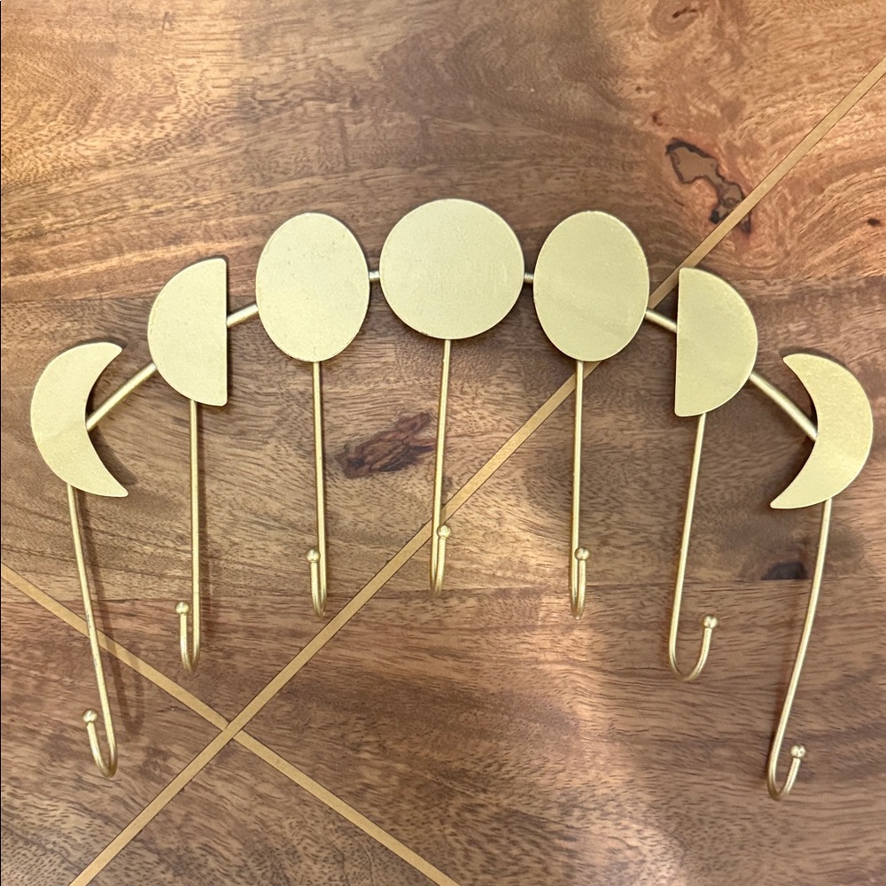 Gold Moon Phase Wall Hook Decor